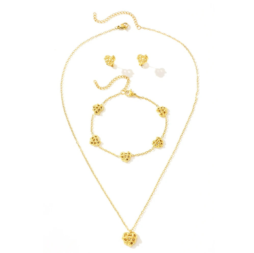 Set Inimioară Stilizată Oțel Inoxidabil 1.2 cm - - Hipoalergenic