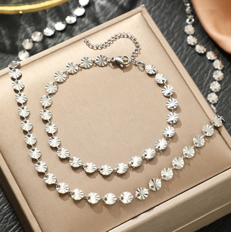 Set Lănțișor și Cercei și Brățară Inox Chain Argintiu Statement - Elegant Oțel Inoxidabil - LPD1398 14.6 gr - Hipoalergenici