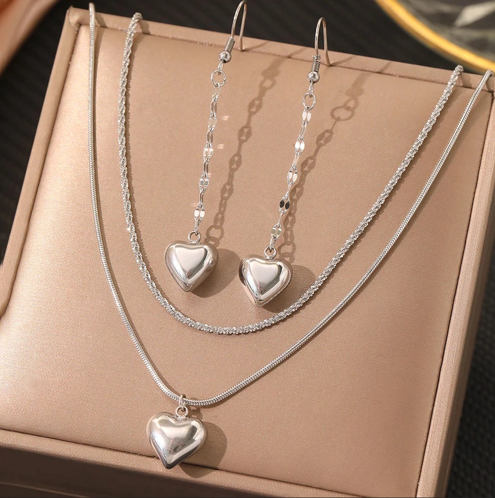 Set Inimioară Oțel Inoxidabil 1.3 cm - - Hipoalergenic