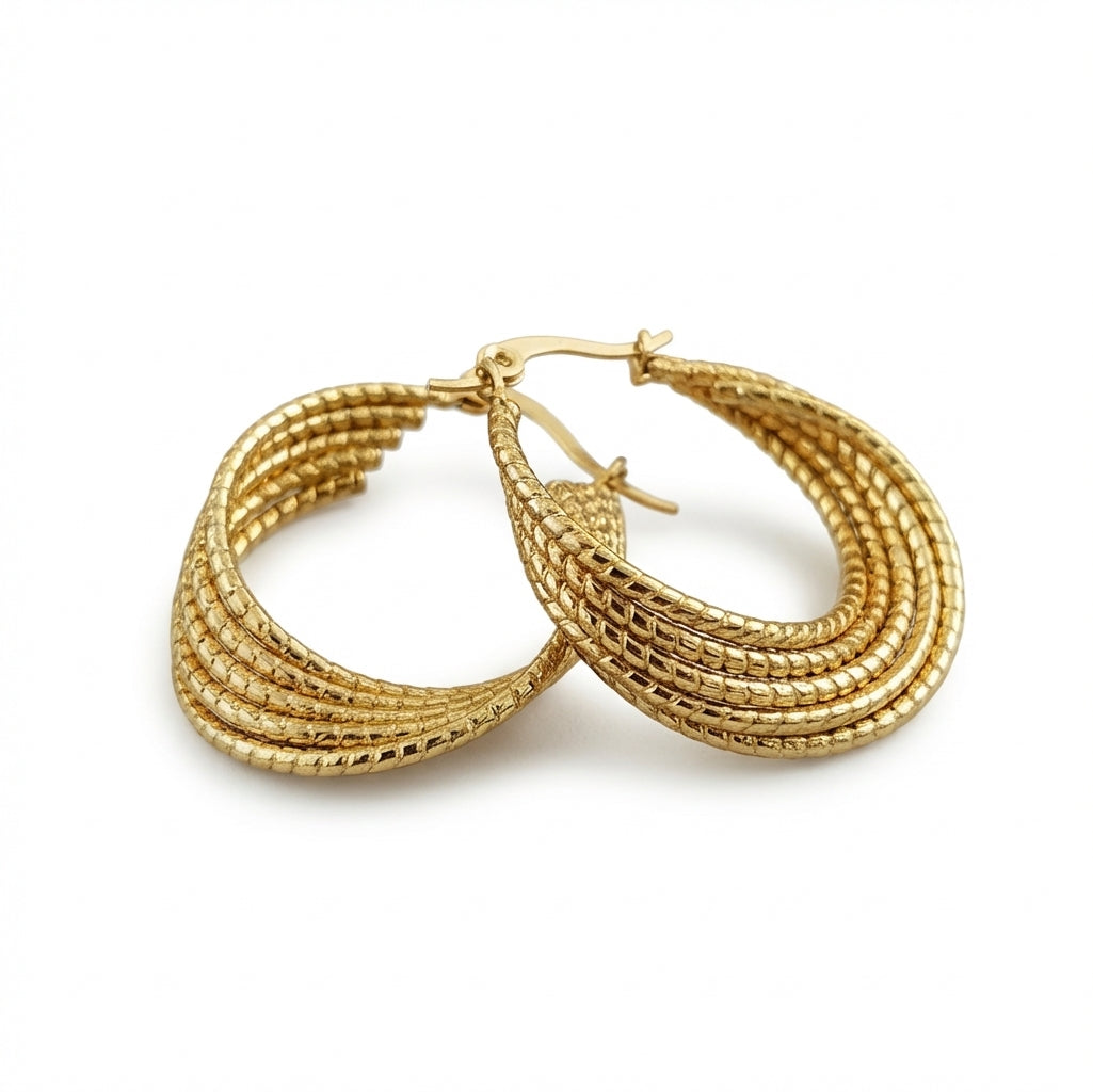 Cercei Creolă împletită din Oțel Inoxidabil - Hipoalergenici