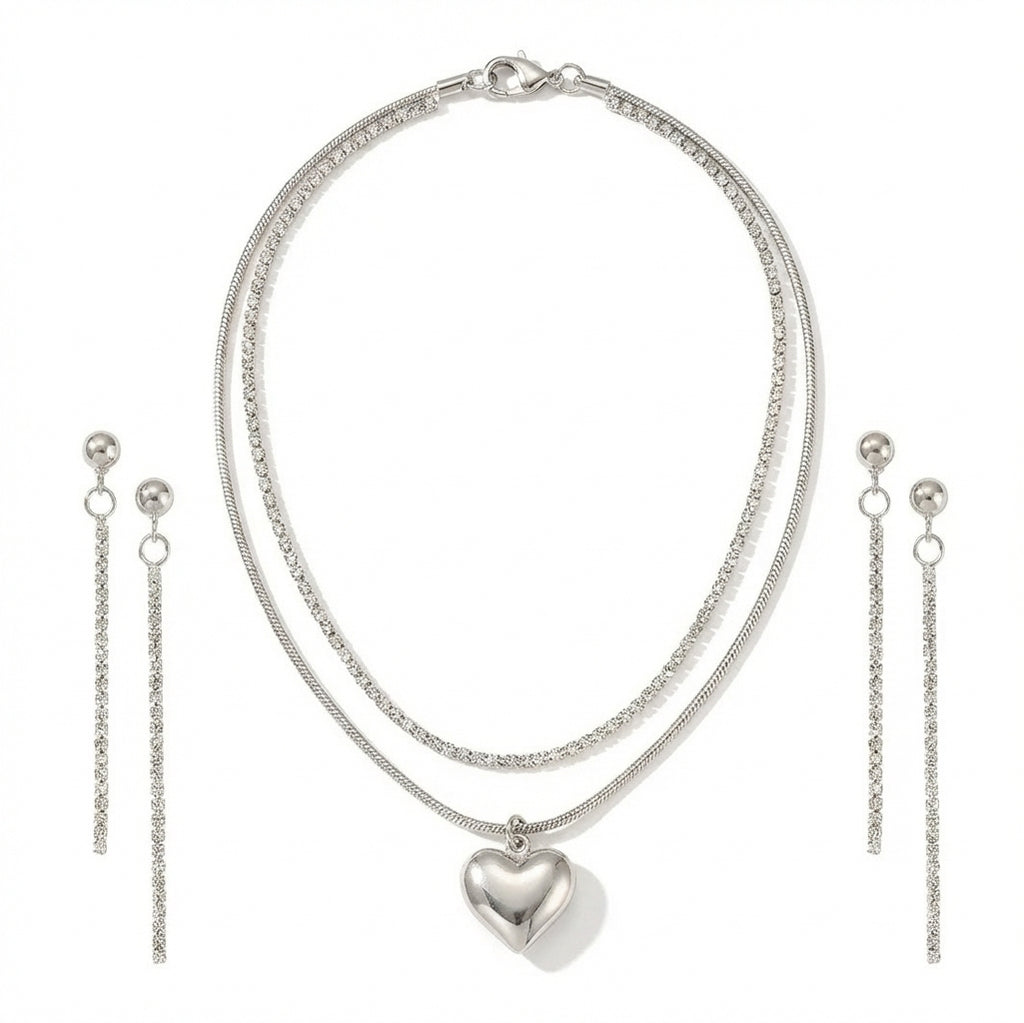 Set Inimioară Oțel Inoxidabil 1.5 cm - - Hipoalergenic