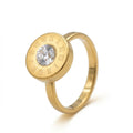 IND1452 Hero Shot - Inel Disc Cifre Romane CZ Auriu