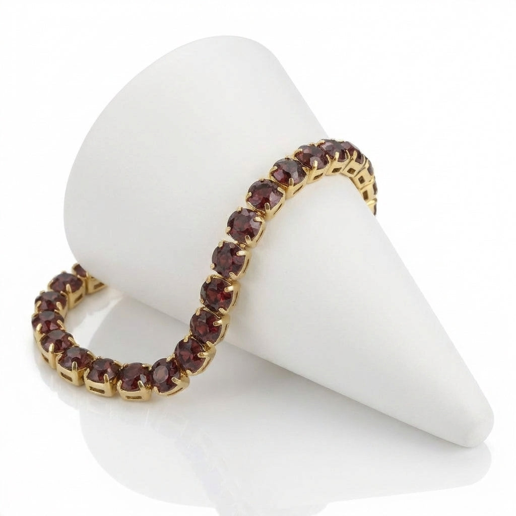 Brățară Tennis pietre rotunde Magenta Oțel Inoxidabil 4mm Placat Aur 18K PVD - Hipoalergenică - BF1186