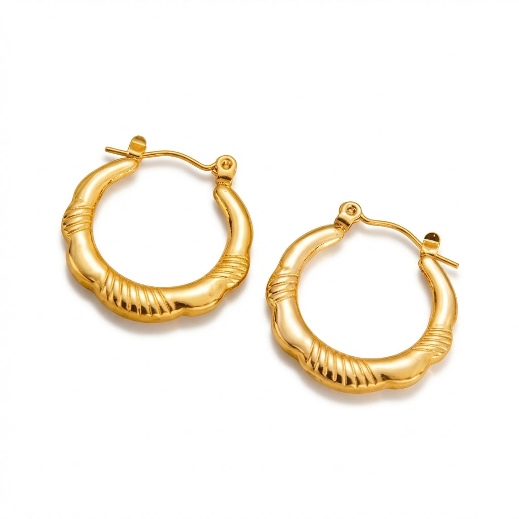 Cercei Creolă ondulată Oțel Inoxidabil 2.3 cm - Hipoalergenici - CM1759