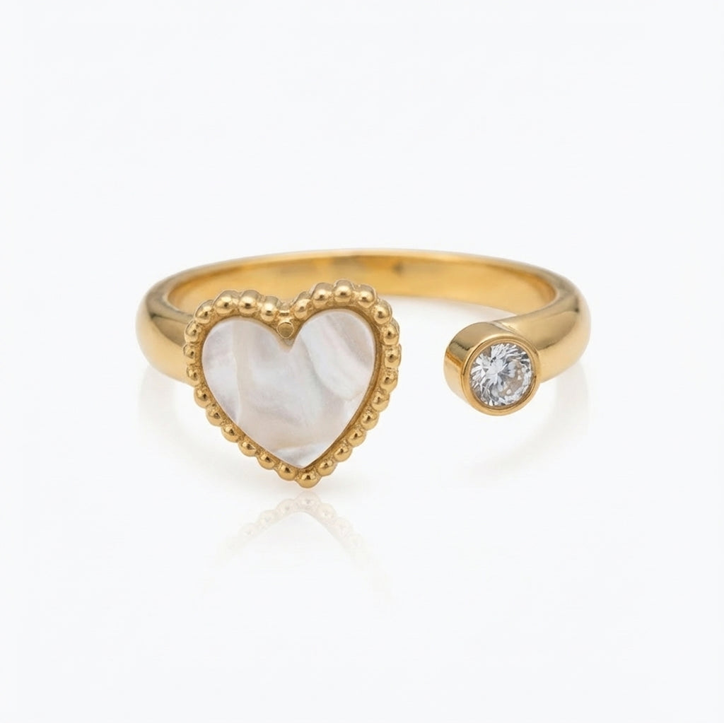 Inel inimă zirconiu minimalist Oțel Inoxidabil Auriu - Hipoalergenic