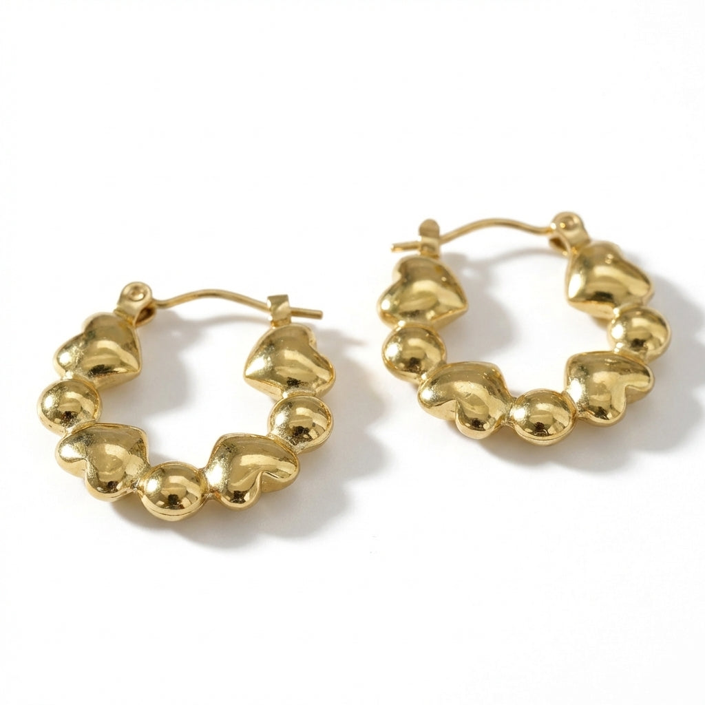 Cercei Inimioare și biluțe din Oțel Inoxidabil - Hipoalergenici