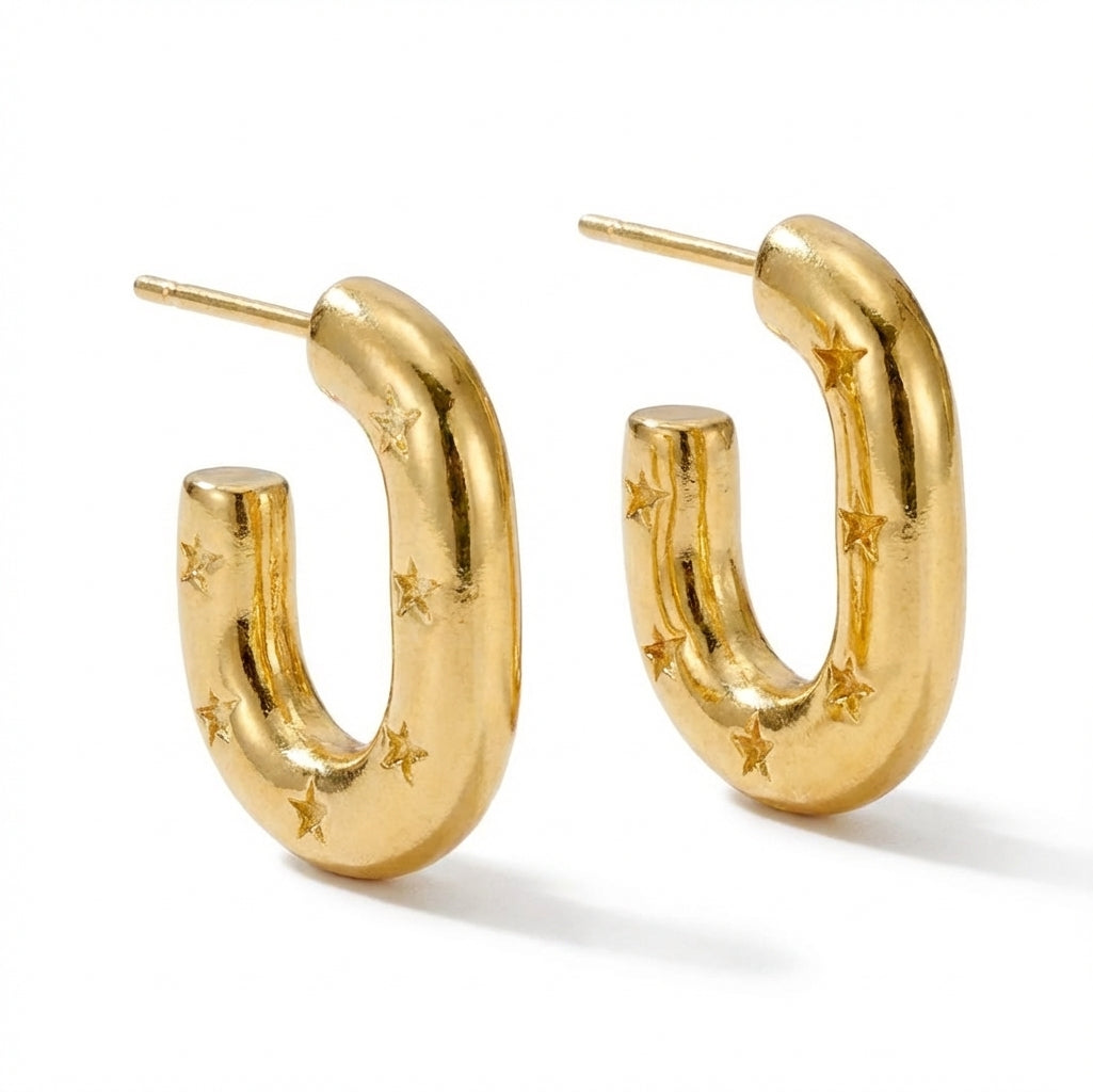 Cercei Creole cu steluțe Oțel Inoxidabil 1.6 cm - Hipoalergenici - CM1753