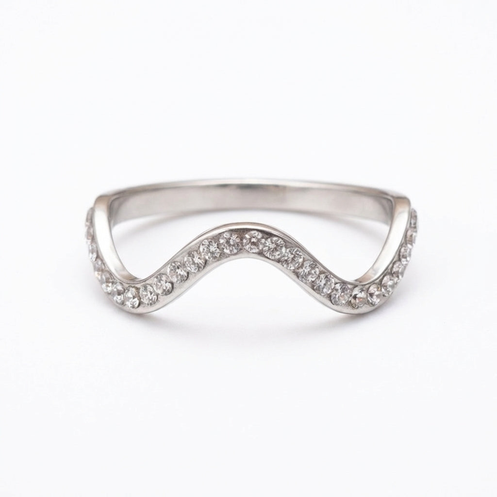 Inel Bandă ondulată zirconiu Oțel Inoxidabil Argintiu - Hipoalergenic