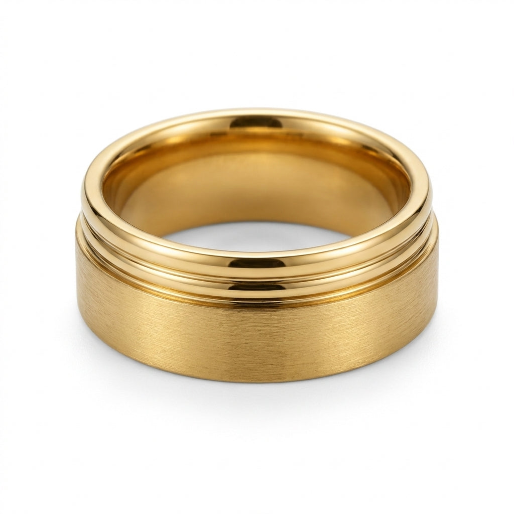 Inel aur mat, lucios Oțel Inoxidabil Auriu - Hipoalergenic