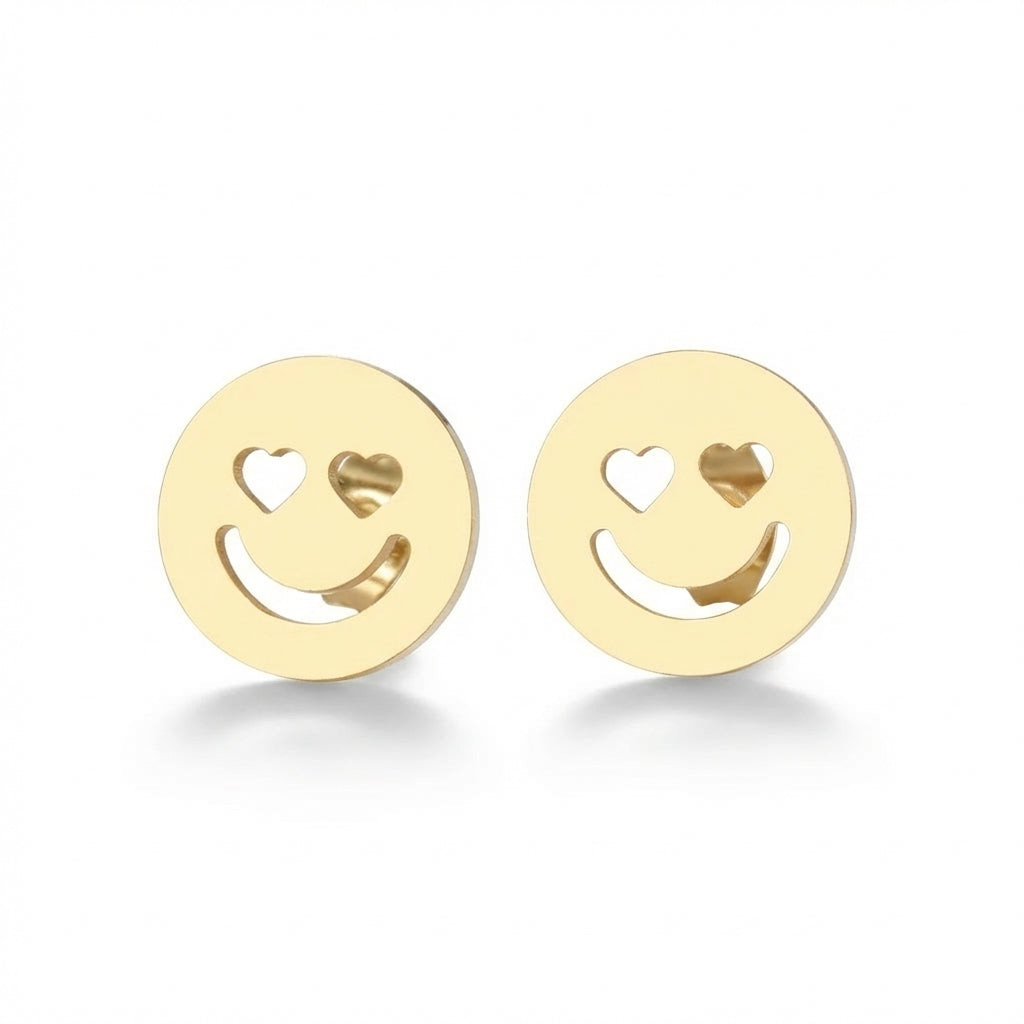 Cercei Smiley cu inimi Oțel Inoxidabil 1.3 cm - Hipoalergenici