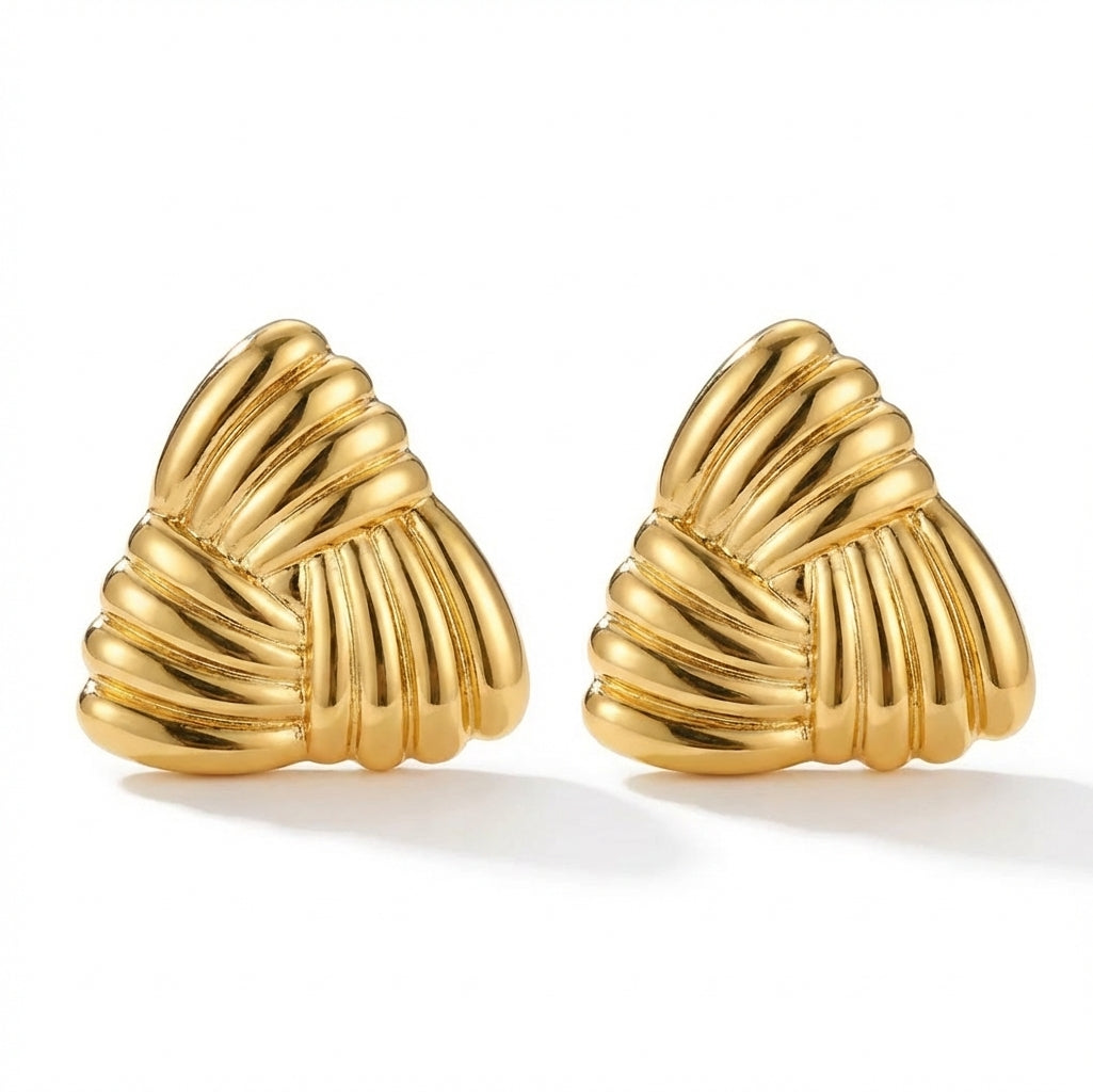 Cercei Triunghi striat din Oțel Inoxidabil - Hipoalergenici