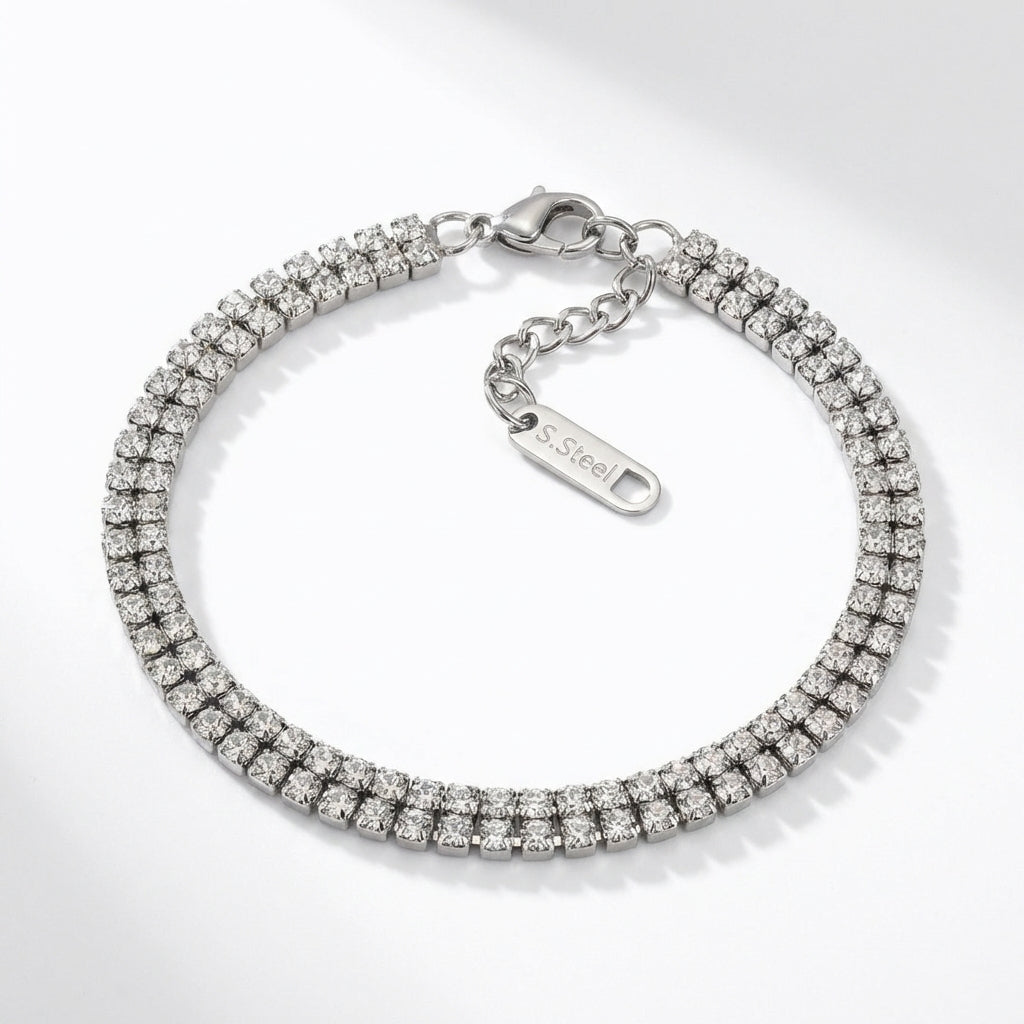 Brățară Tennis din Inox Dubla Oțel Inoxidabil Auriu - Hipoalergenică - BF1173