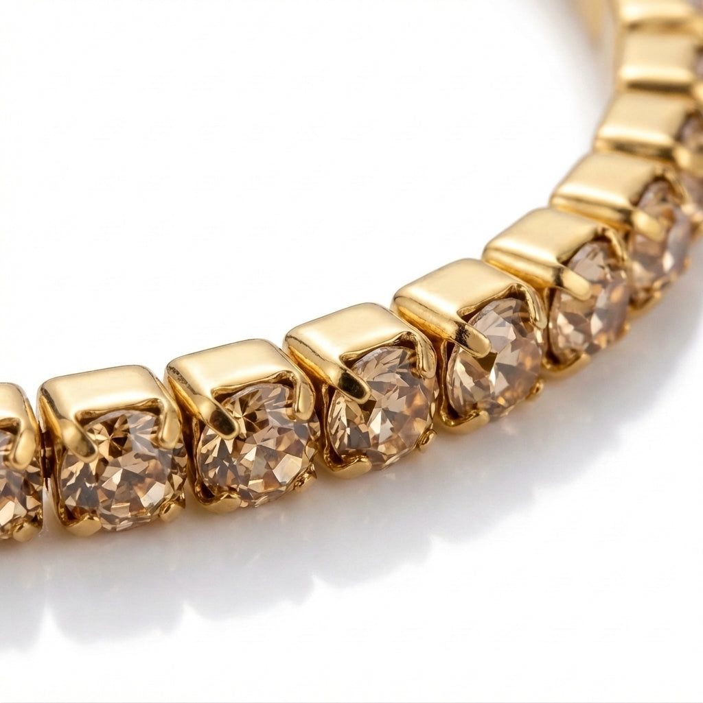 Brățară Tennis șir pietre sclipitoare Oțel Inoxidabil 2mm Placat Aur 18K PVD - Hipoalergenică - BF1178