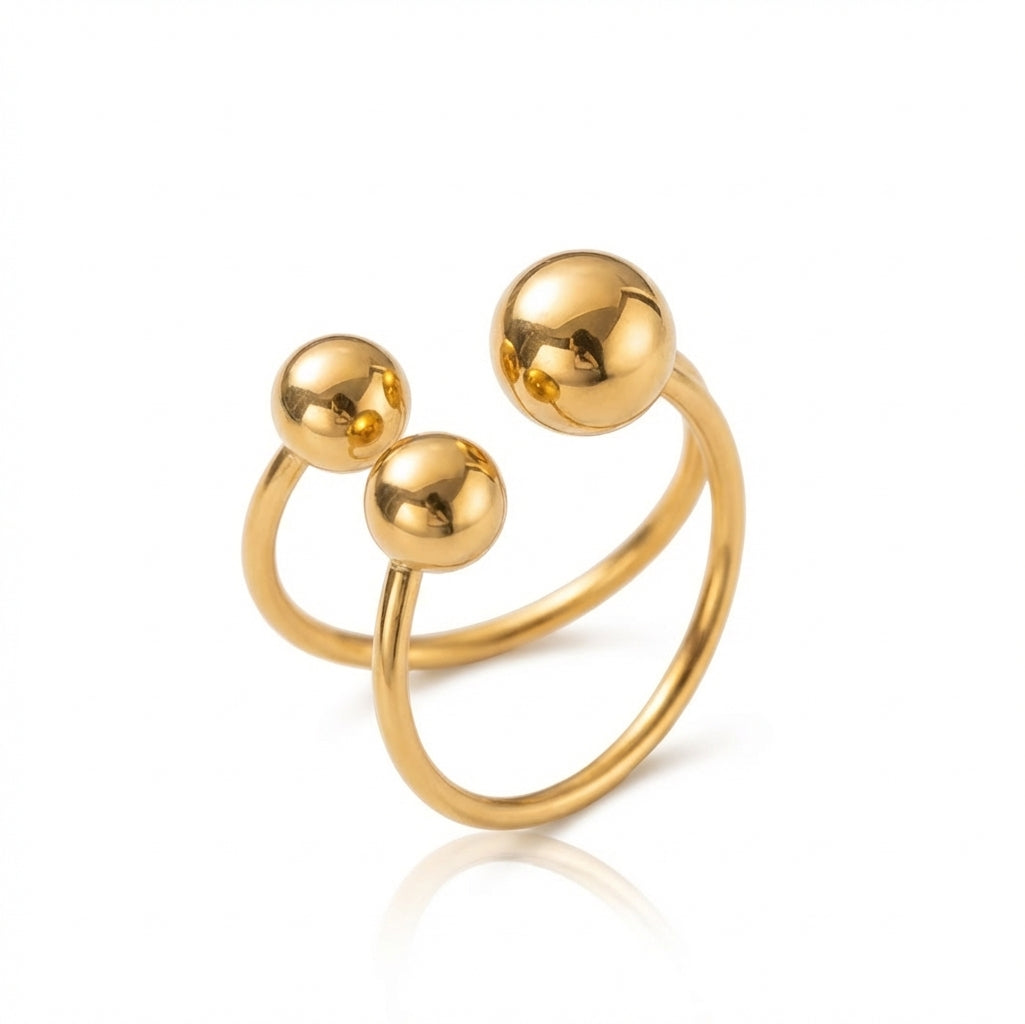 Inel trei sfere Oțel Inoxidabil Auriu - Hipoalergenic