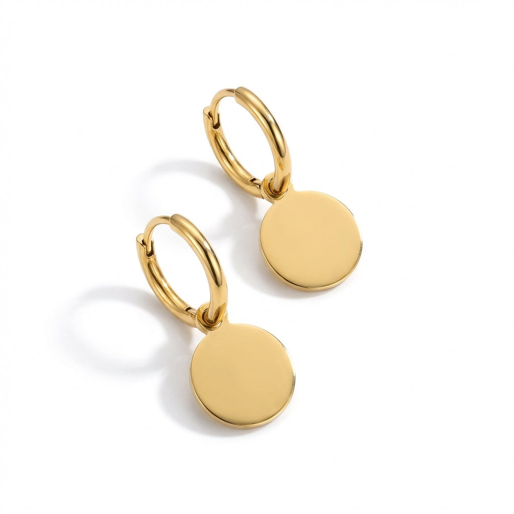 Cercei Bănuț Minimalist Oțel Inoxidabil 1.5 cm - purtat
