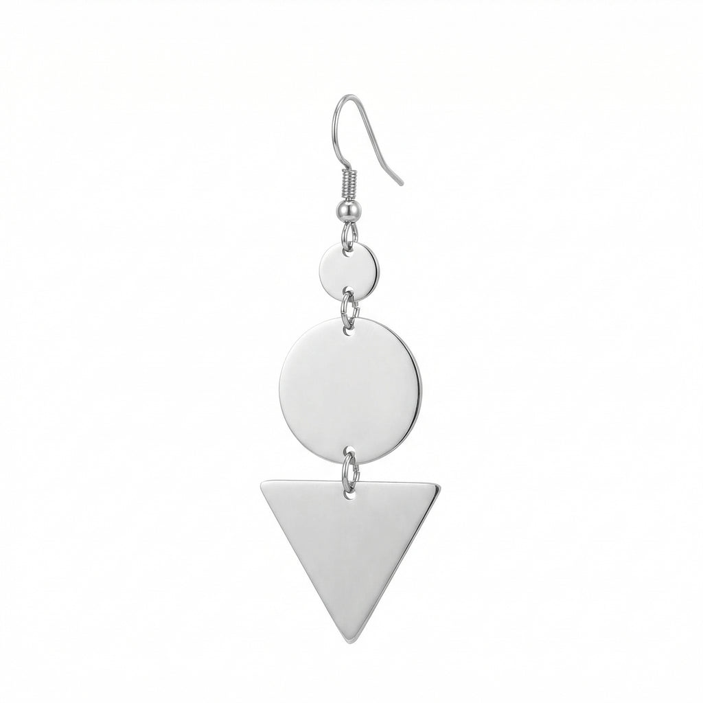 Cercei Cerc și Triunghi Geometric Oțel Inoxidabil 4 cm - purtat