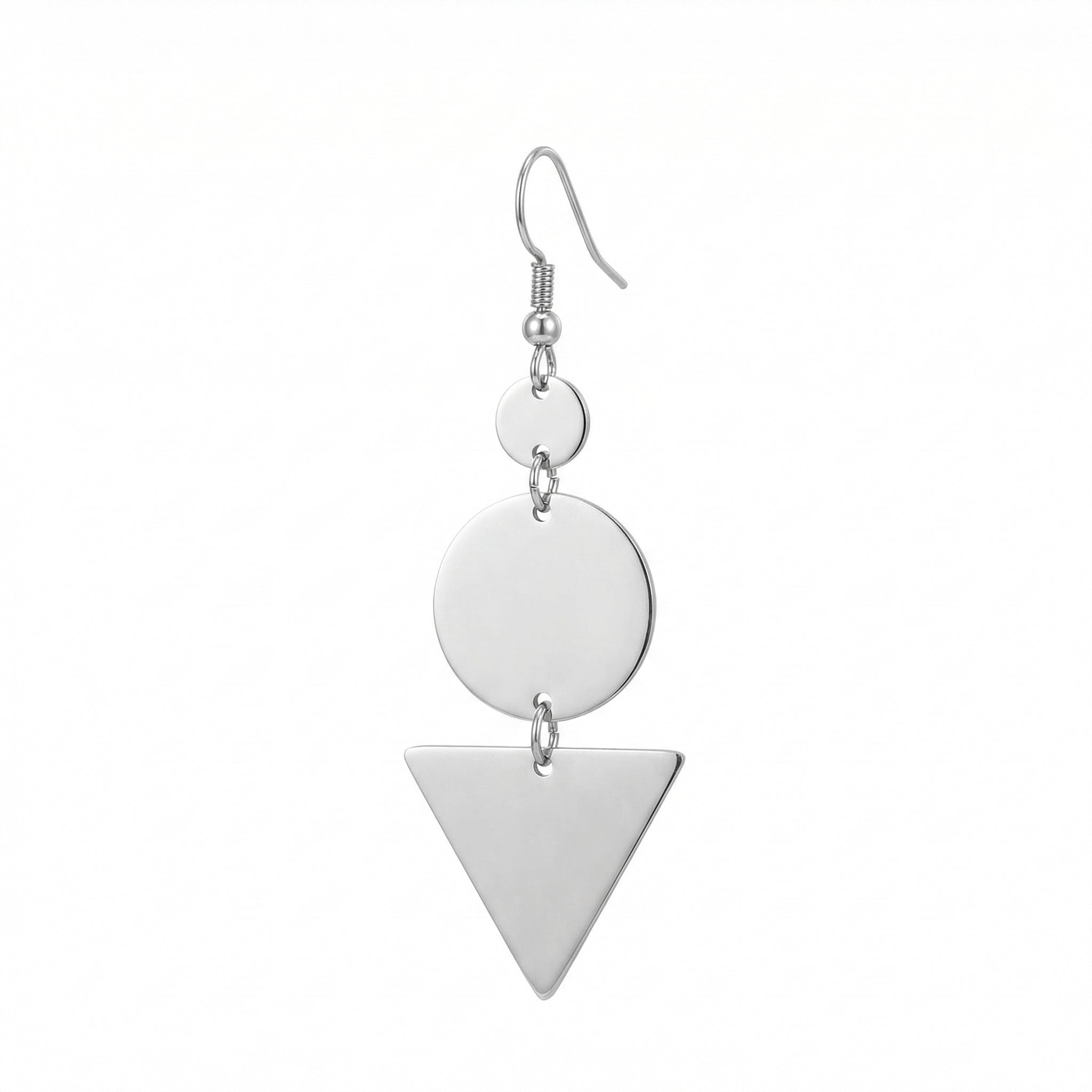 Cercei Cerc și Triunghi Geometric Oțel Inoxidabil 4 cm - purtat