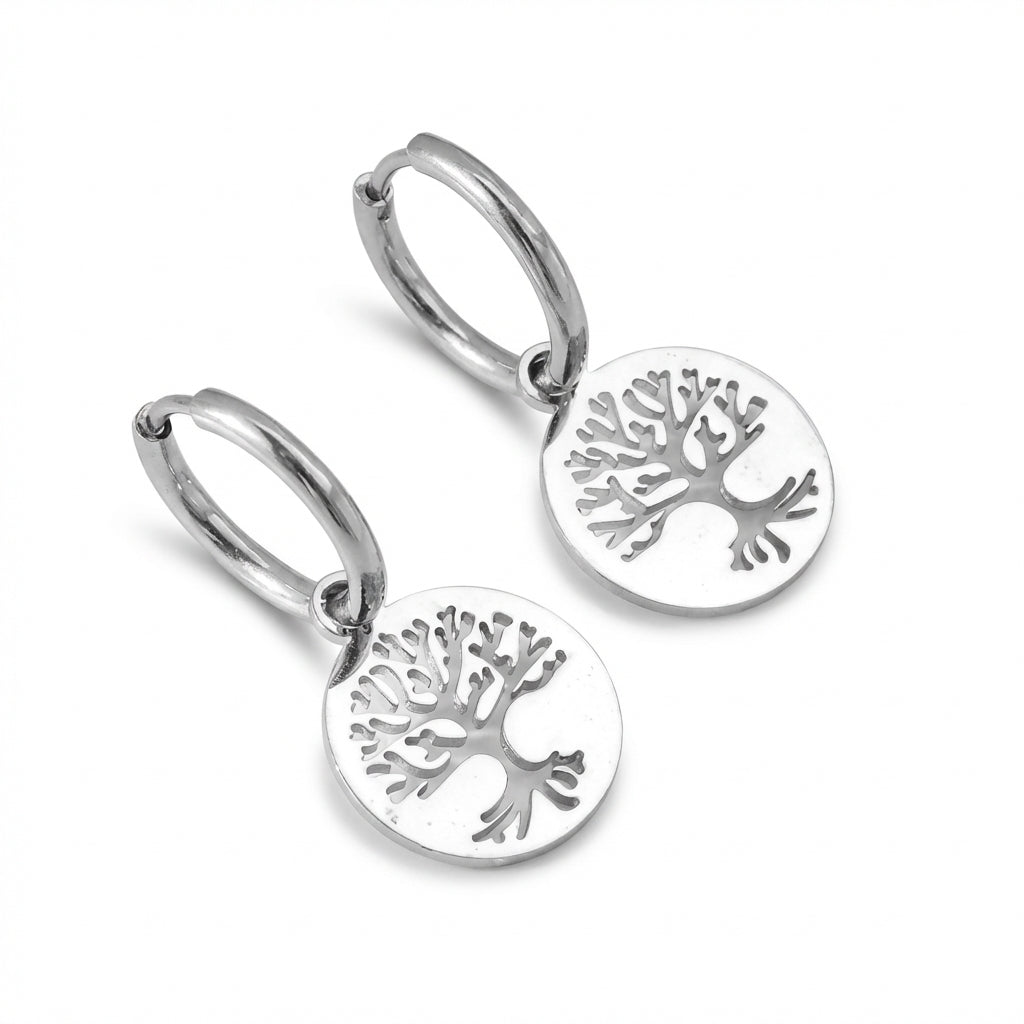 Cercei Arborele Vieții Oțel Inoxidabil 1.5 cm - detaliu lucrătură