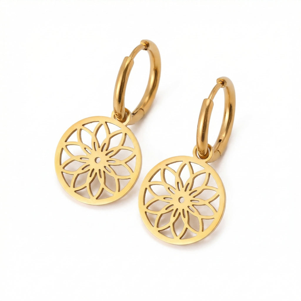 Cercei Floare Stilizată Oțel Inoxidabil 1.5 cm - CM1500 | Zelora