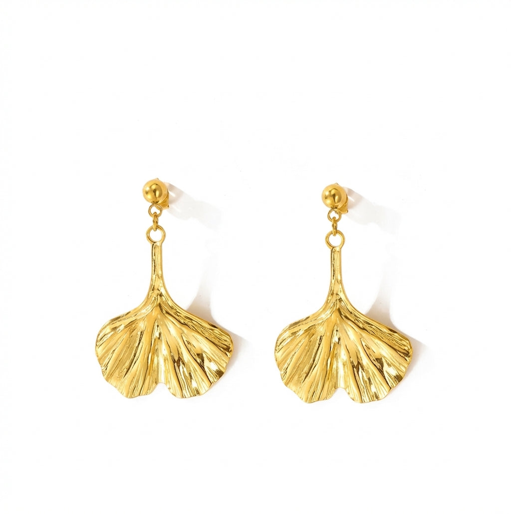 Cercei Frunză de Ginkgo Oțel Inoxidabil 4.5cm - CM1585 | Zelora