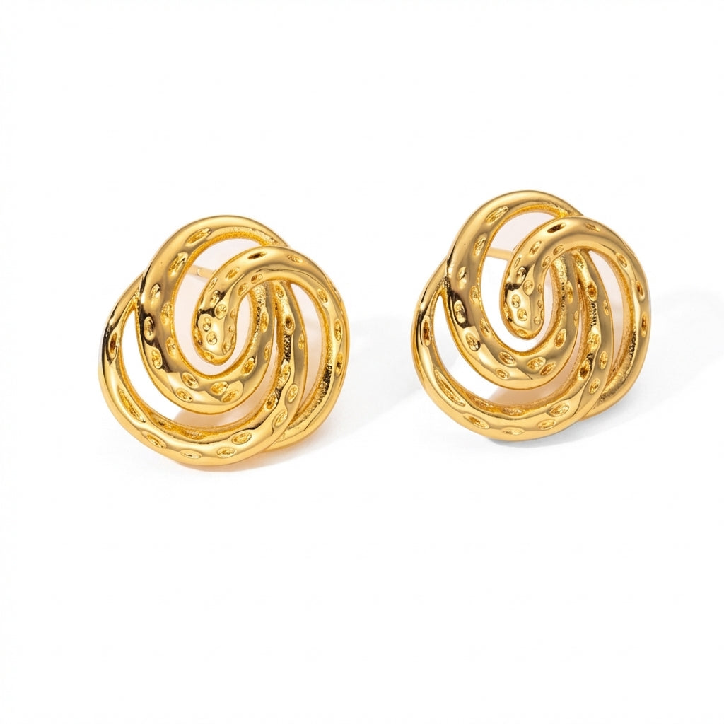 Cercei Spirale Texturate Oțel Inoxidabil 2.2 cm - CM1722 | Zelora