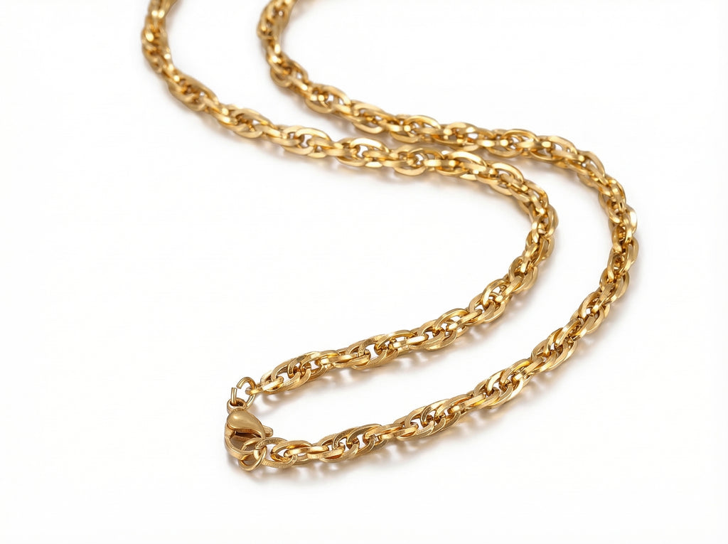 Lănțișor Inox tip Rope Răsucit Auriu 5mm - Statement – vedere laterală