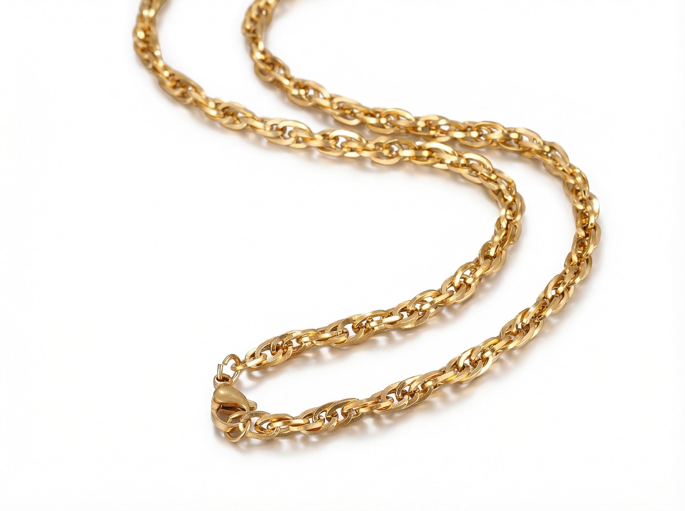 Lănțișor Inox tip Rope Răsucit Auriu 5mm - Statement – vedere laterală