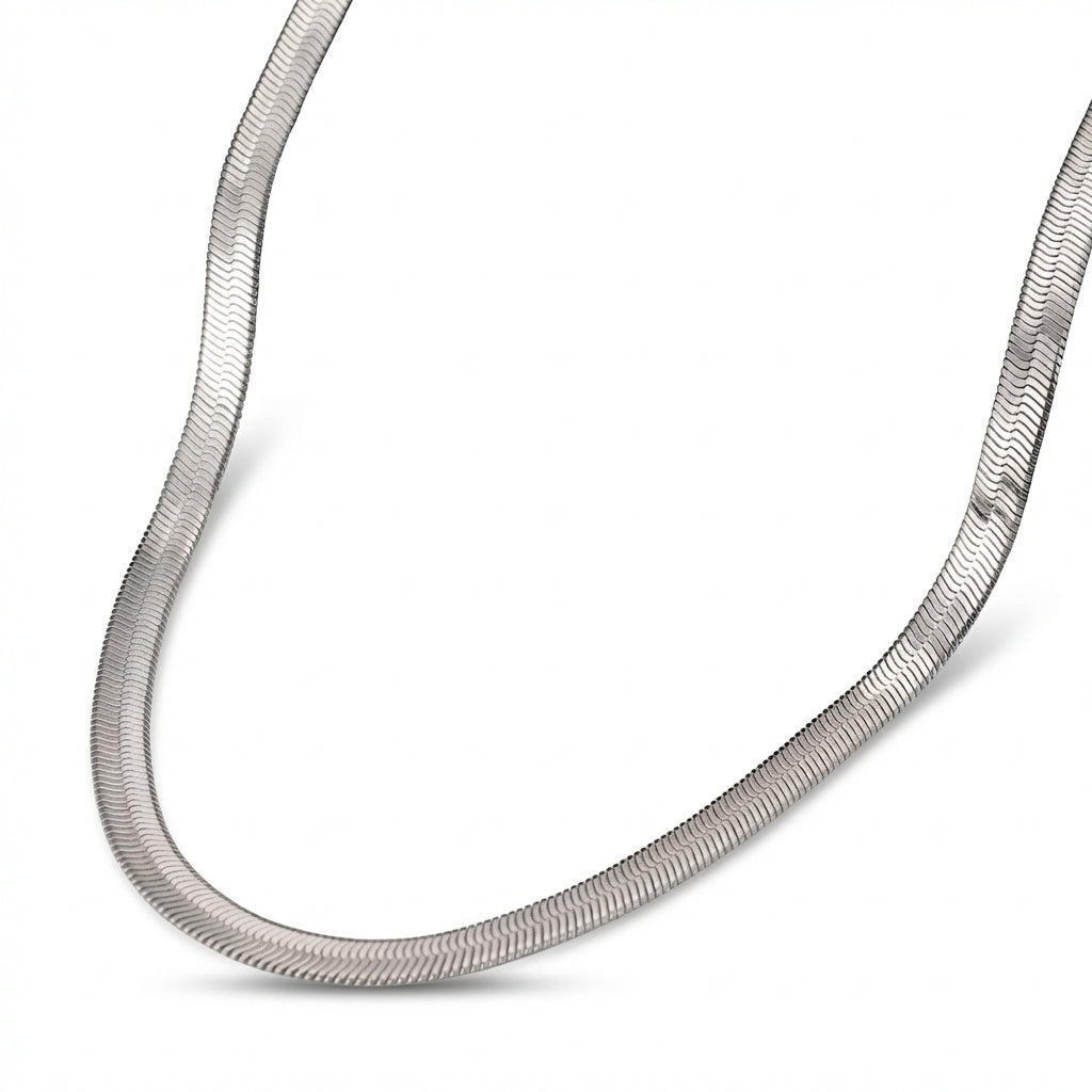 Lănțișor Inox tip Snake Plat Argintiu 3mm - Clasic – detaliu