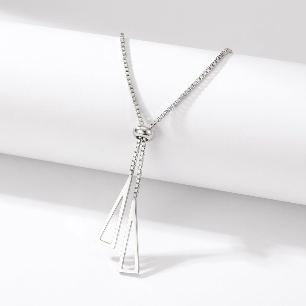 Lănțișor Inox Box Auriu cu Pandantiv Triunghiuri Geometrice - Minimalist – detaliu