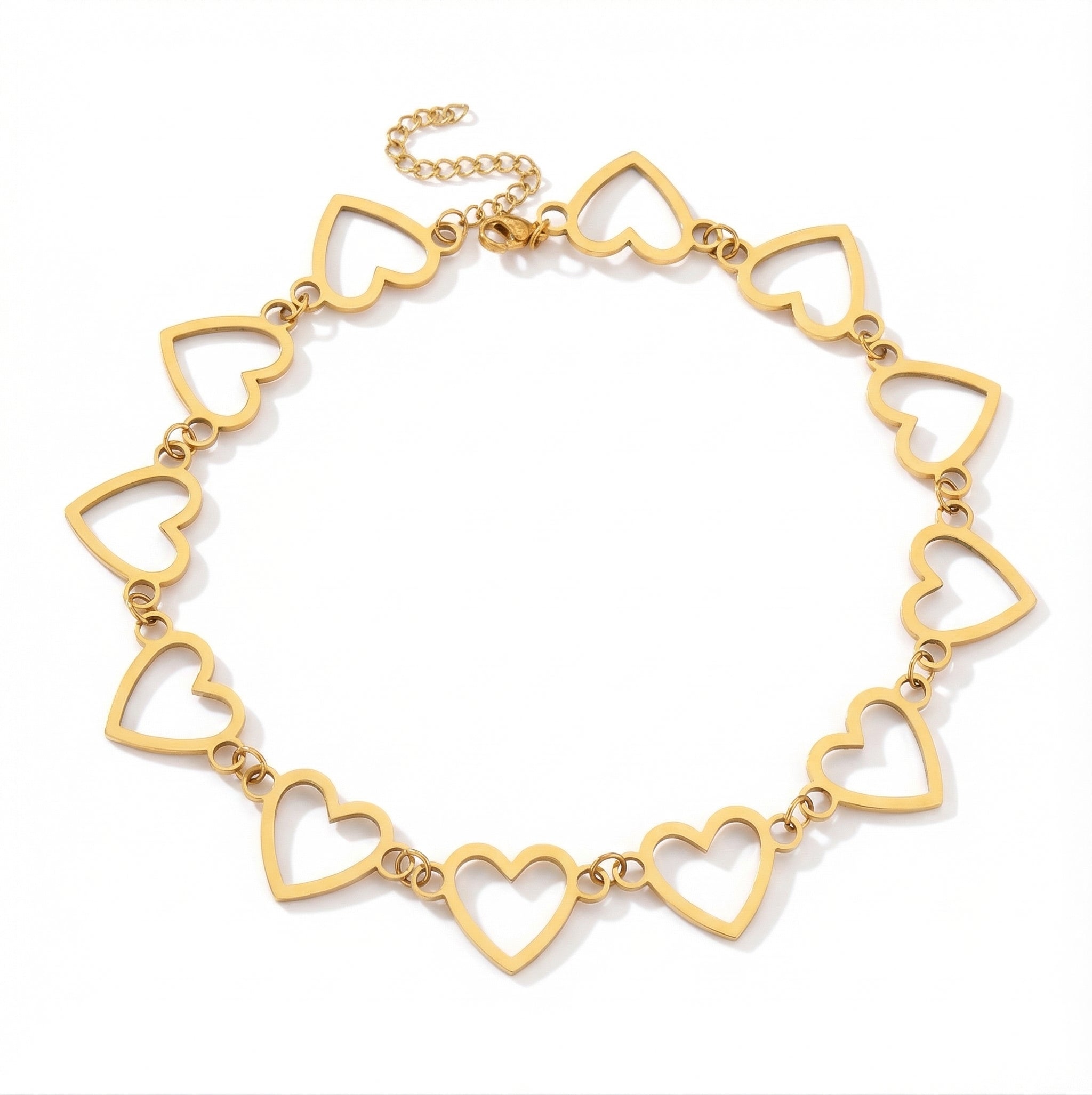 Lănțișor Inox Heart Link Auriu Choker - Romantic – detaliu