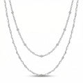 Lănțișor Inox Layered Argintiu Mirror+Satellite cu Pandantiv Inimă - Romantic – detaliu 2