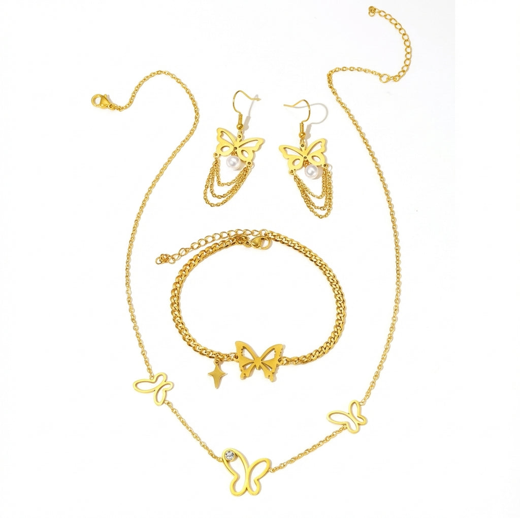 Set Fluture și Stea Oțel Inoxidabil - - Hipoalergenic