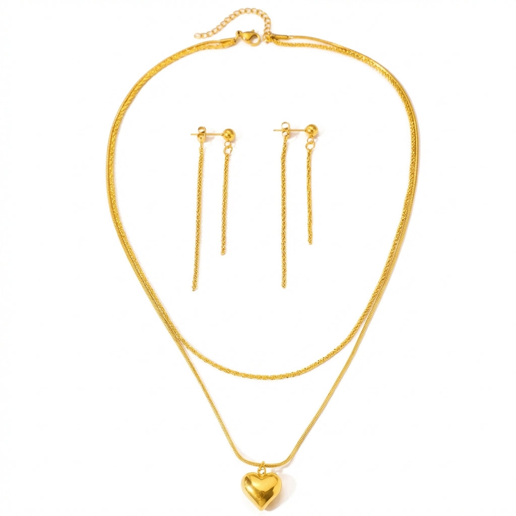 Set Inimioară Oțel Inoxidabil 1.5 cm - - Hipoalergenic