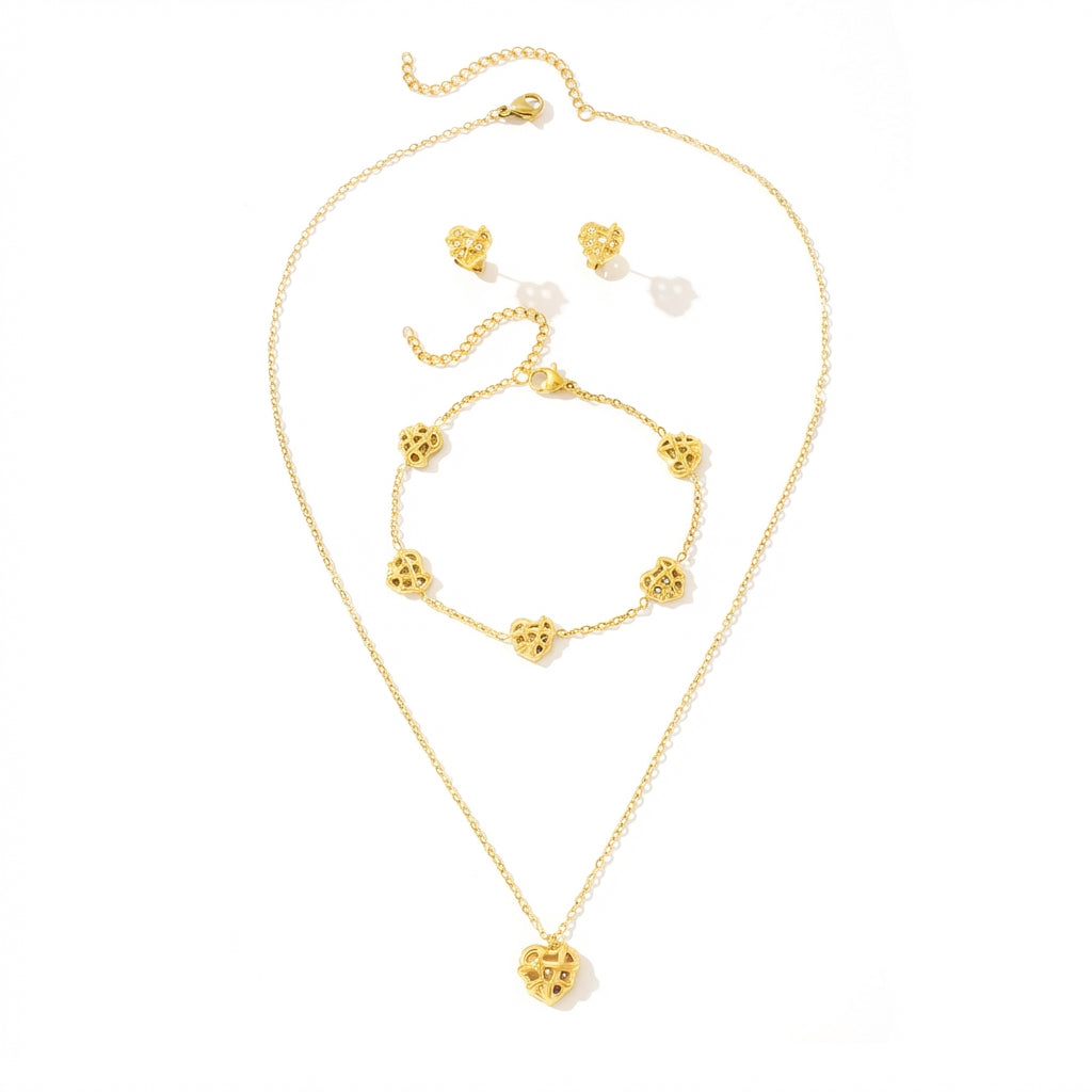 Set Inimioară Stilizată Oțel Inoxidabil 1.2 cm - - Hipoalergenic