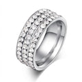 Verighetă Trei rânduri pietre pave cu Zirconiu Cubic Pavé Oțel Inoxidabil Argintiu - IND1105 | Zelora