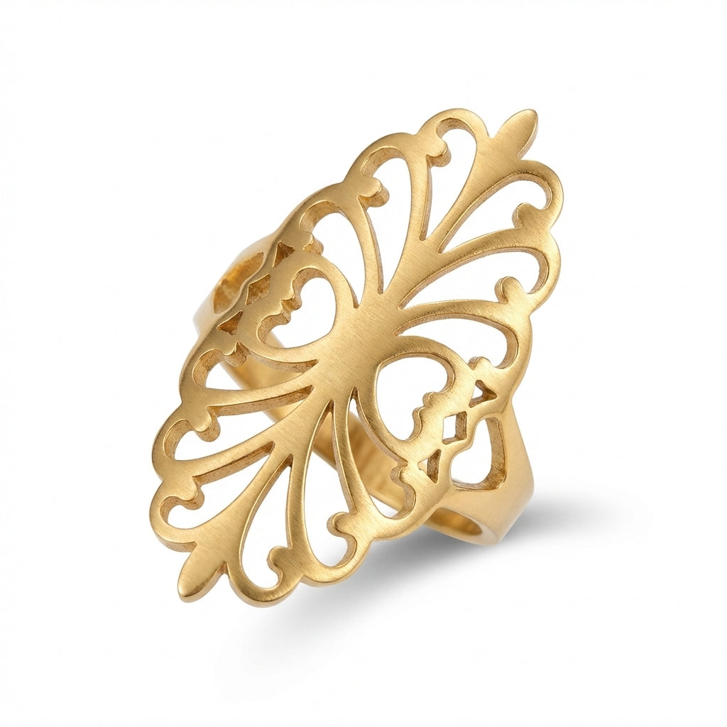 Inel Model decorativ decupat Oțel Inoxidabil Auriu - IND1214 | Zelora