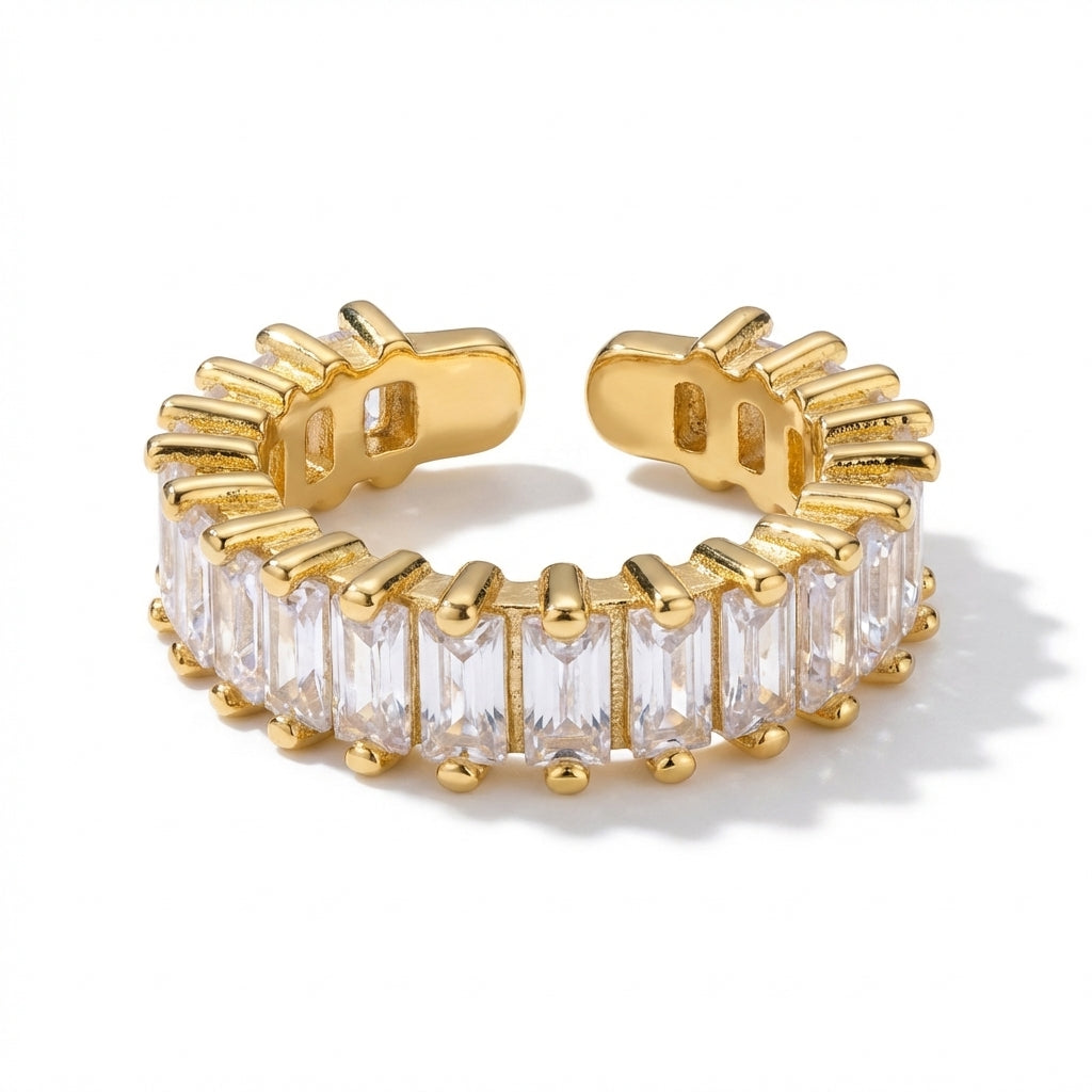 Verighetă Deschis pietre baghetă cu Zirconiu Cubic eternity Oțel Inoxidabil Auriu - IND1258 | Zelora