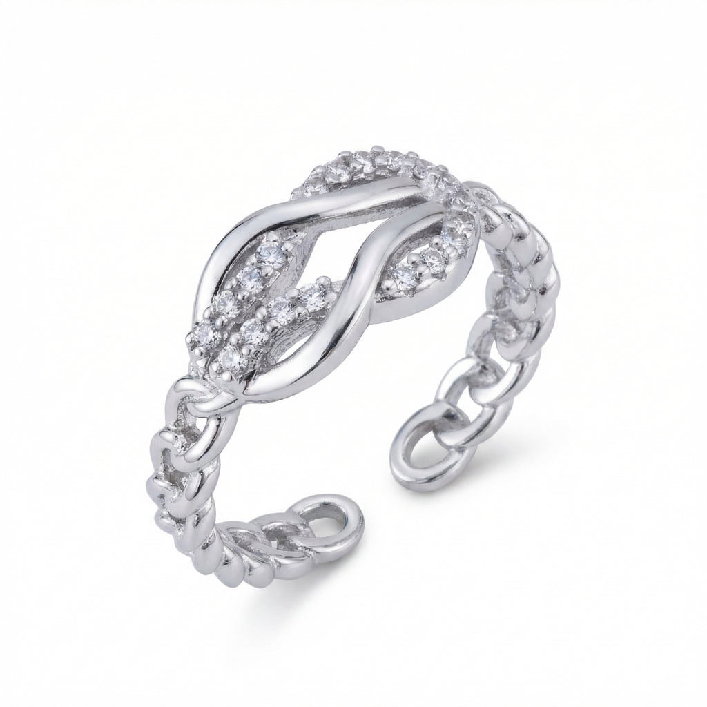 Inel Împletitură decorativă cu Zirconiu Cubic Oțel Inoxidabil Argintiu - IND1274 | Zelora