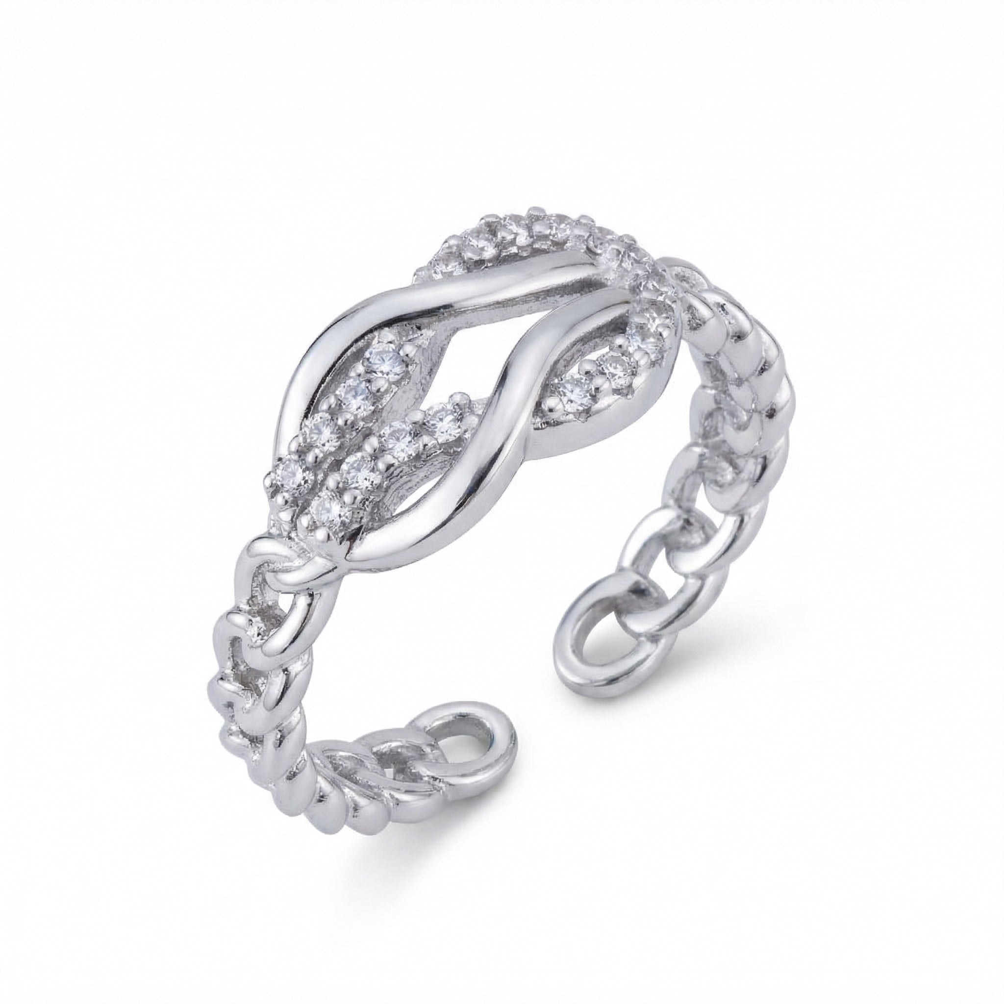 Inel Împletitură decorativă cu Zirconiu Cubic Oțel Inoxidabil Argintiu - IND1274 | Zelora