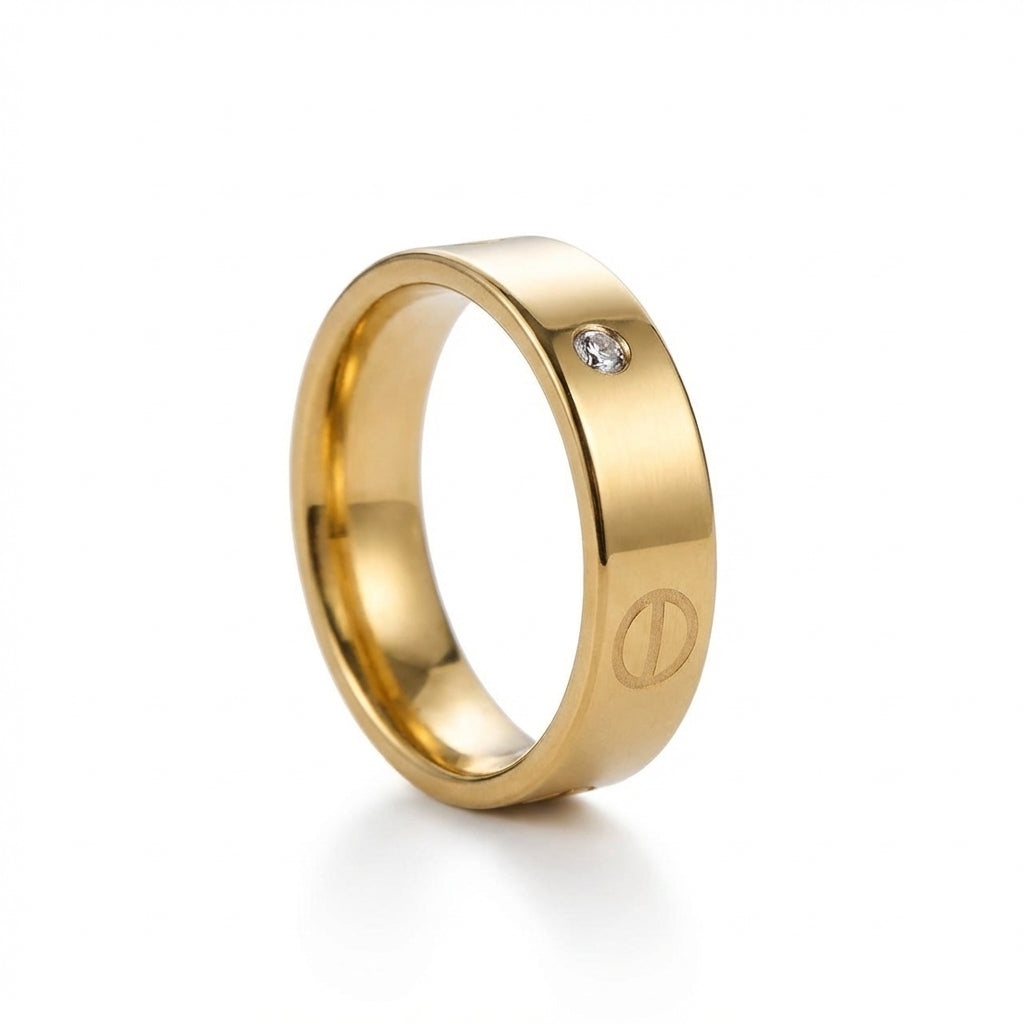 Verighetă Auriu cu șurub cu Zirconiu Cubic solitaire Oțel Inoxidabil Auriu - IND1843 | Zelora
