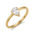 Inel de Logodna Zirconiu Cubic pară solitar solitaire cu Zirconiu Cubic Oțel Inoxidabil Auriu - IND1472 | Zelora