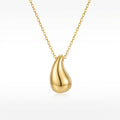 Lănțișor Inox Cable Auriu cu Pandantiv Picătură Puffed - Stil Bottega - Hipoalergenic