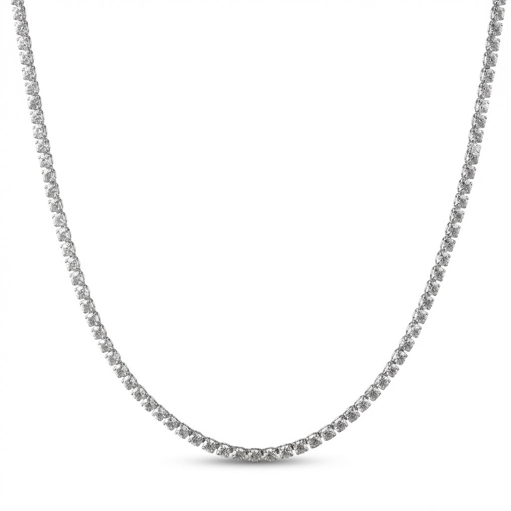 Colier Tennis Inox Argintiu cu Cristale Transparente 2mm - Minimalist - Hipoalergenic