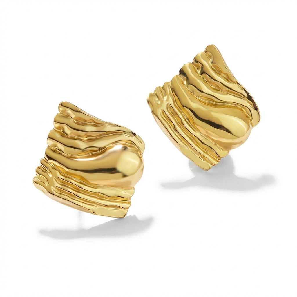 Cercei Design ondulat din Oțel Inoxidabil - Hipoalergenici - CM1761